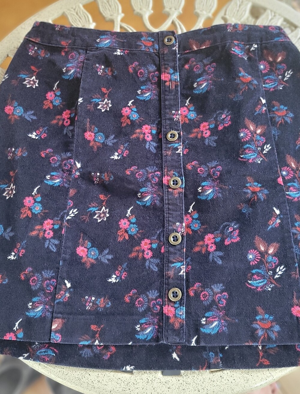 Hollister Navy Floral Button-Front Mini Skirt- Brand New With Tags